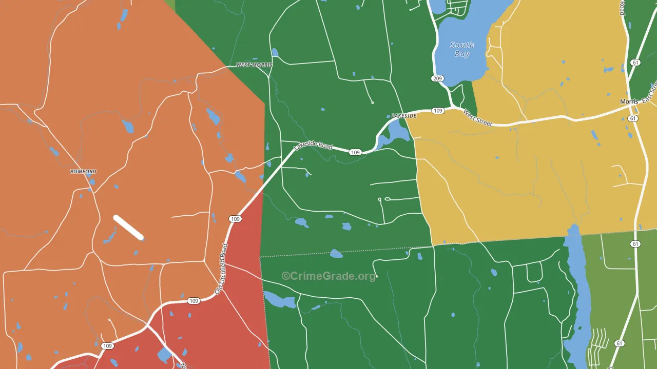 Lakeside, CT Map of Theft Rates