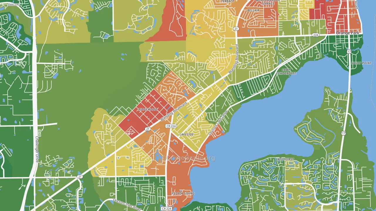 Lakeside, FL Map of Theft Rates