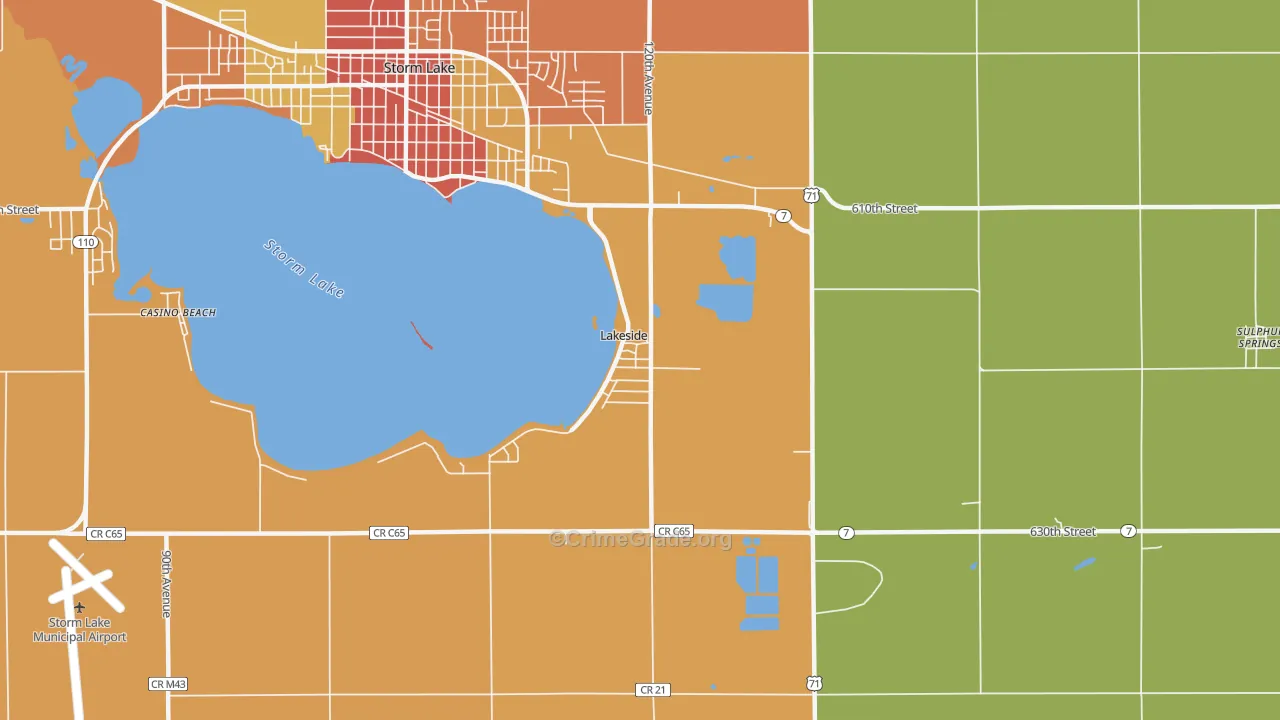 Lakeside, IA Map of Theft Rates