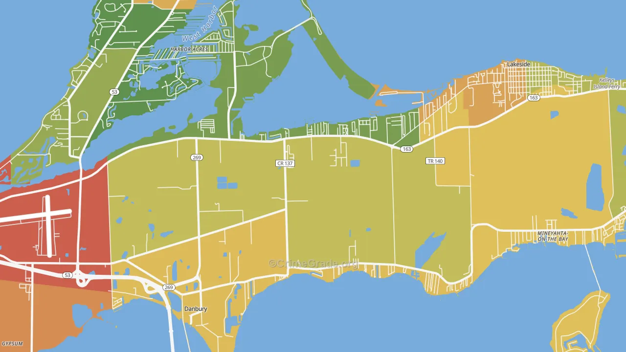 Lakeside-Marblehead, OH Map of Theft Rates