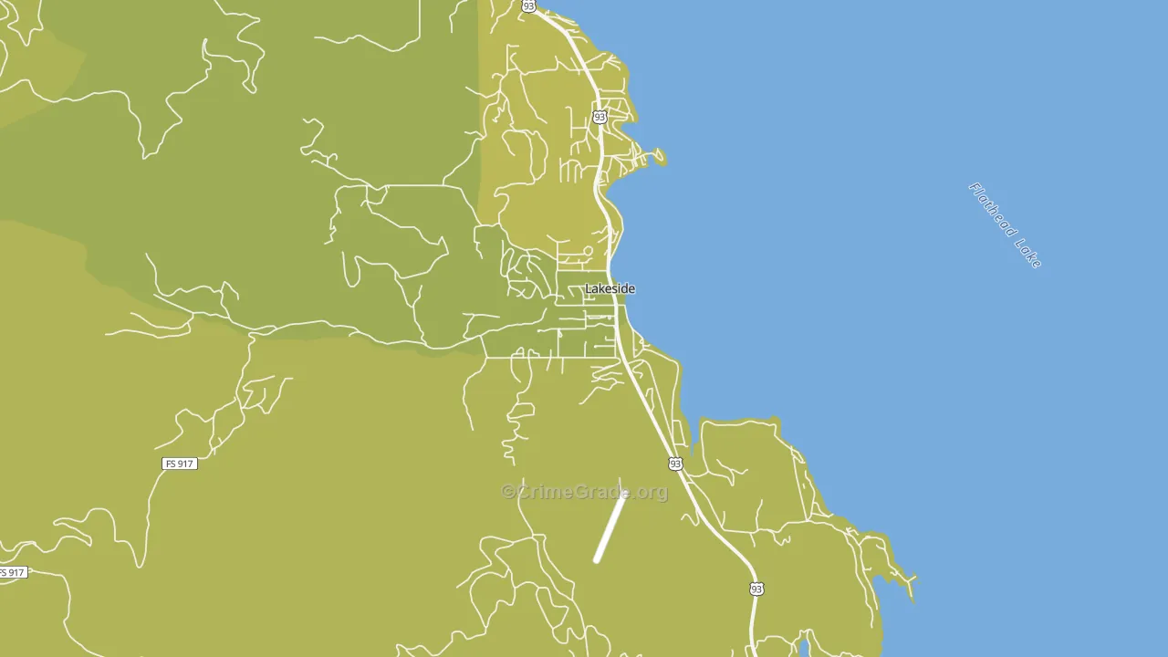 Lakeside, MT Map of Theft Rates