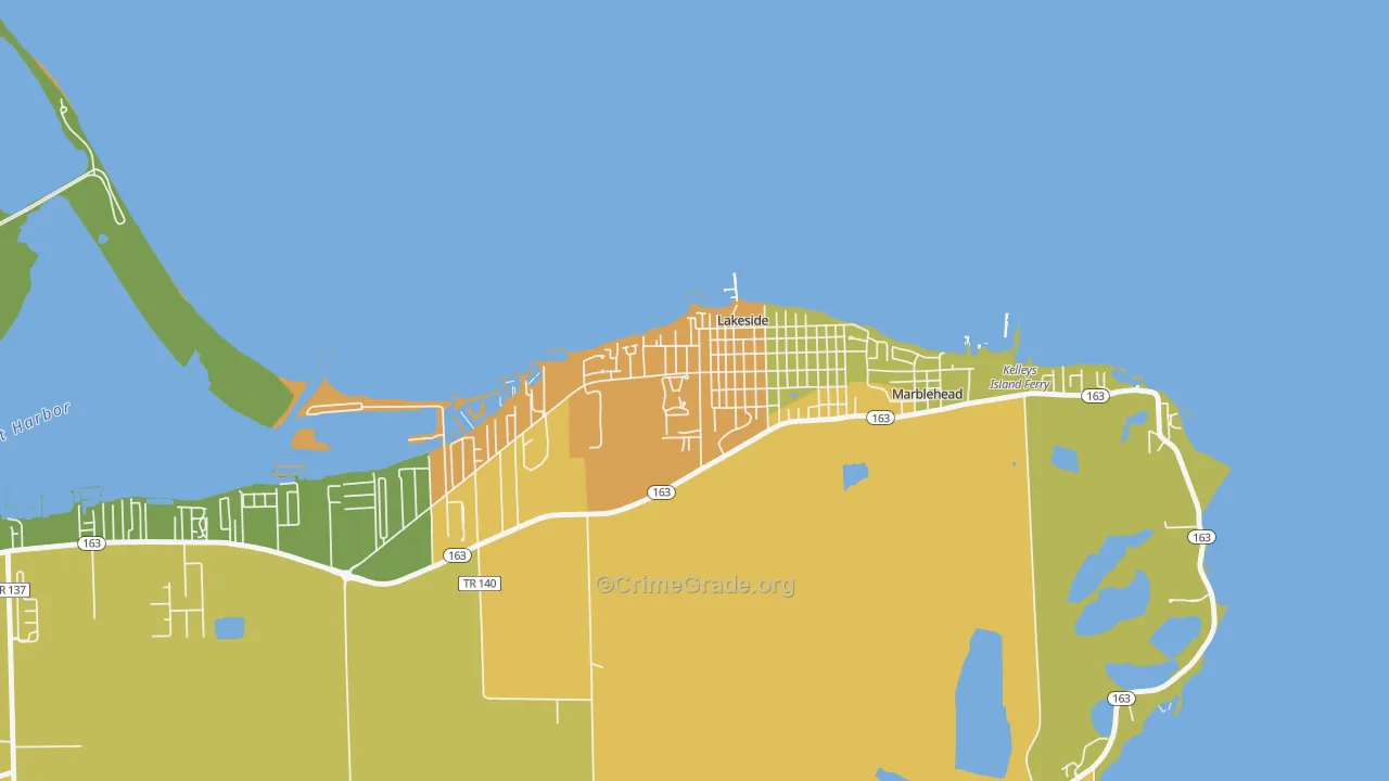 Lakeside, OH Map of Theft Rates