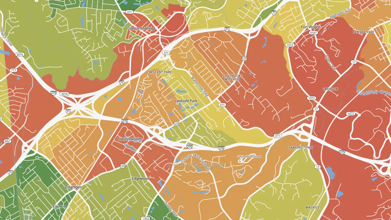 Lakeside Park, KY Map of Theft Rates