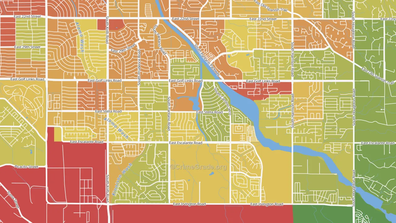 Lakeside Park, Tucson, AZ Map of Theft Rates