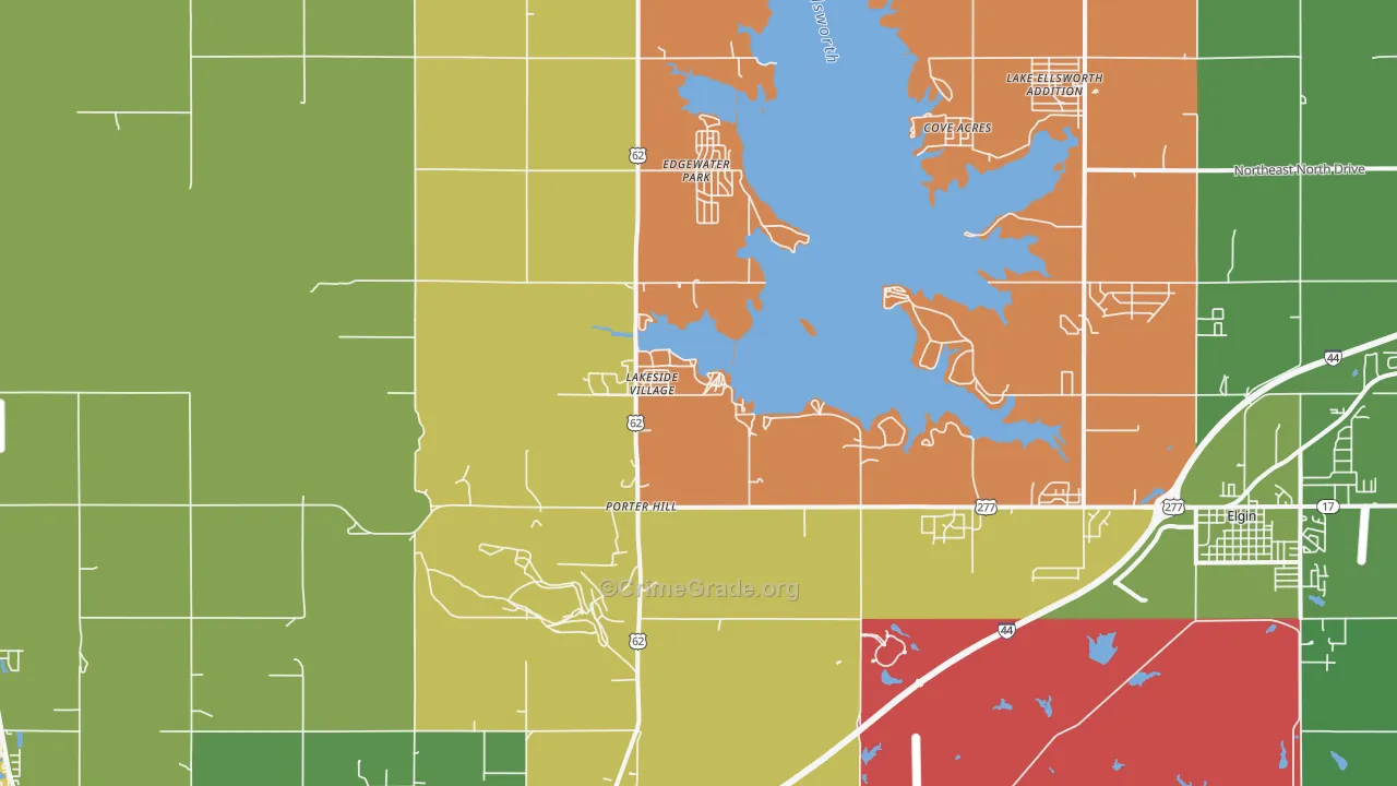 Lakeside Village, OK Map of Theft Rates