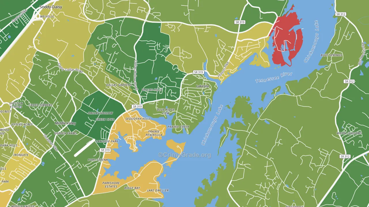 Lakesite, TN Map of Theft Rates