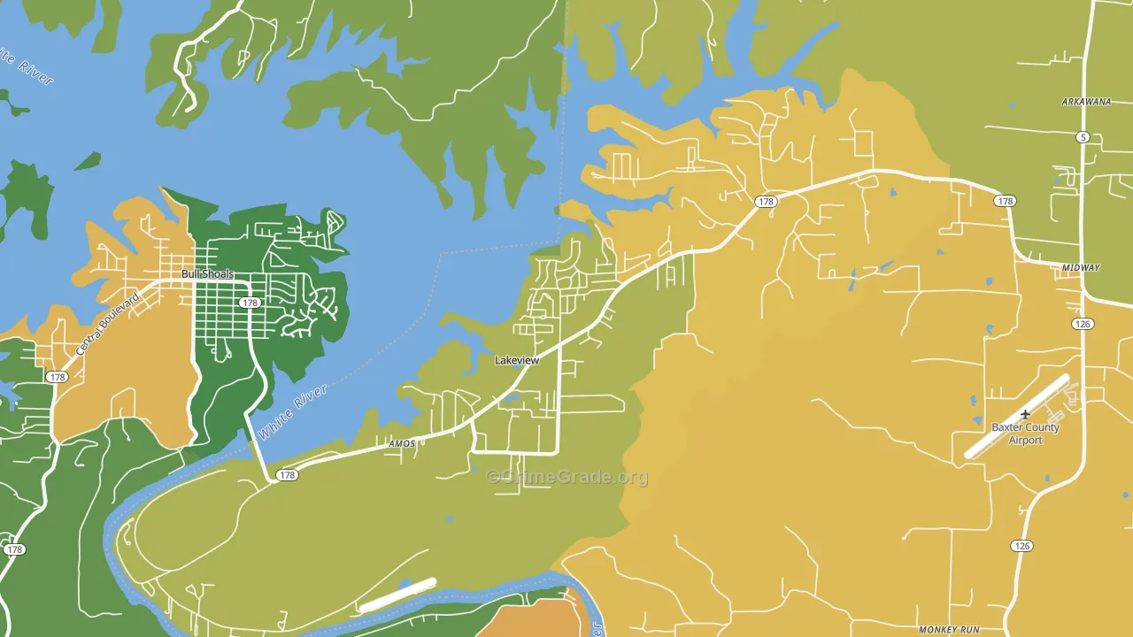 Lakeview, AR Map of Theft Rates