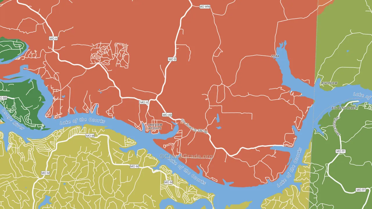 Lakeview Heights, MO Map of Theft Rates