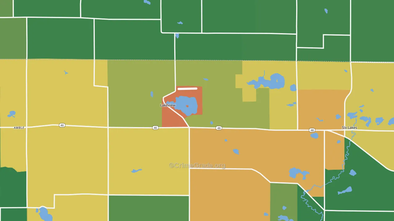 Lakeview, MI Map of Theft Rates