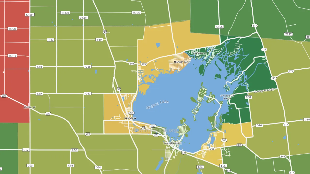 Lakeview, OH Map of Theft Rates
