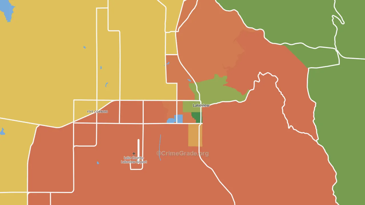 Lakeview, OR Map of Theft Rates