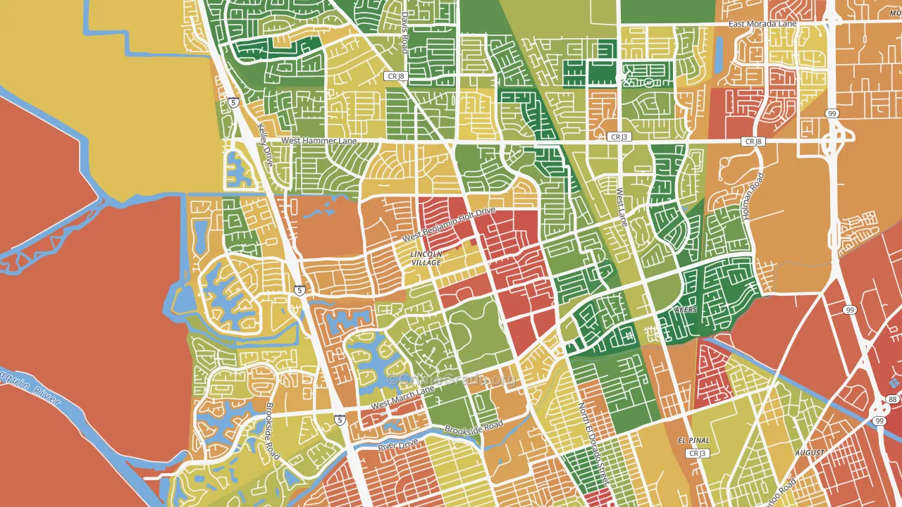 Lakeview, Stockton, CA Map of Theft Rates
