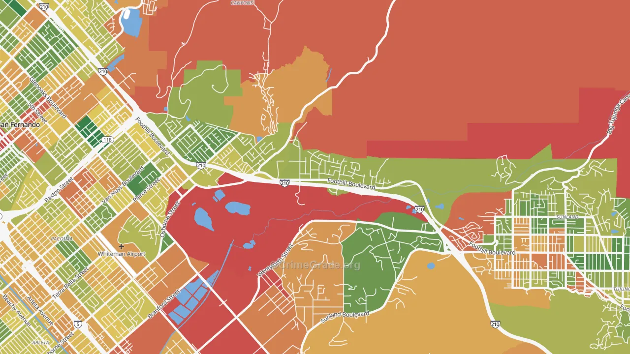Lakeview Terrace, Sylmar, CA Map of Theft Rates