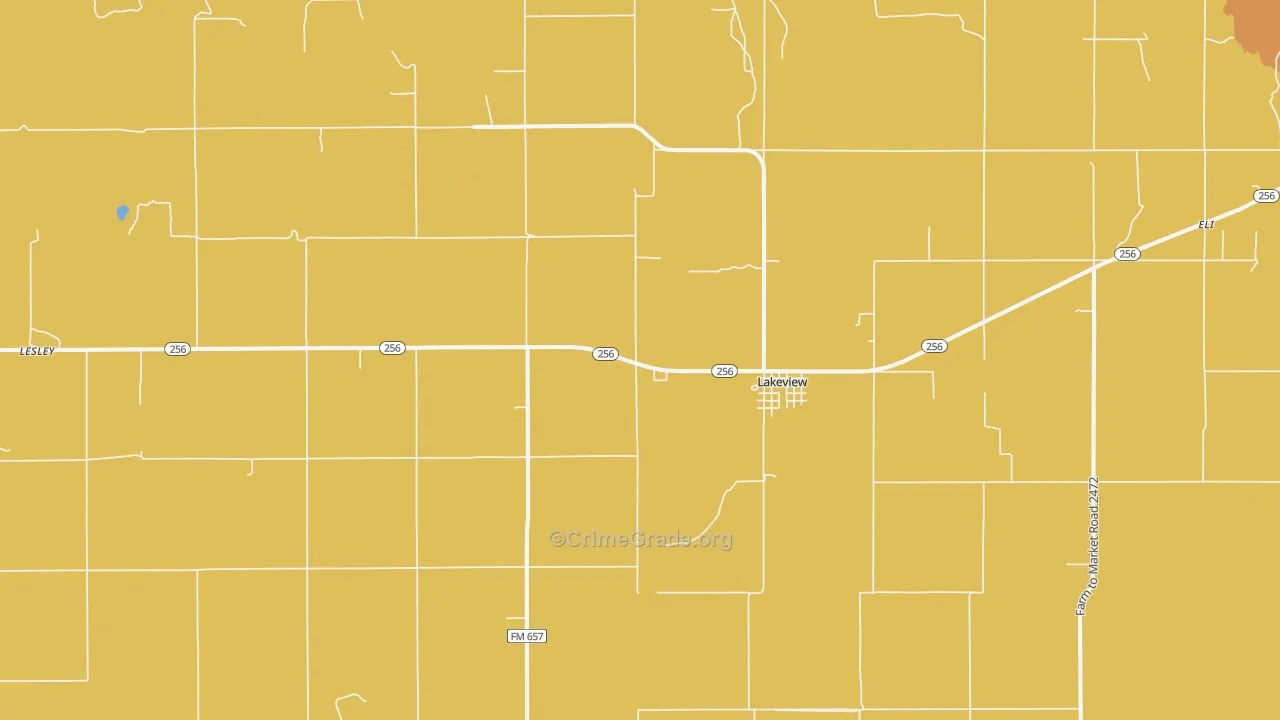 Lakeview, TX Map of Theft Rates