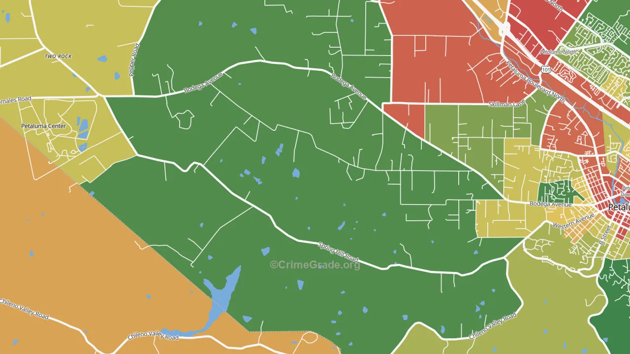 Lakeville, CA Map of Theft Rates