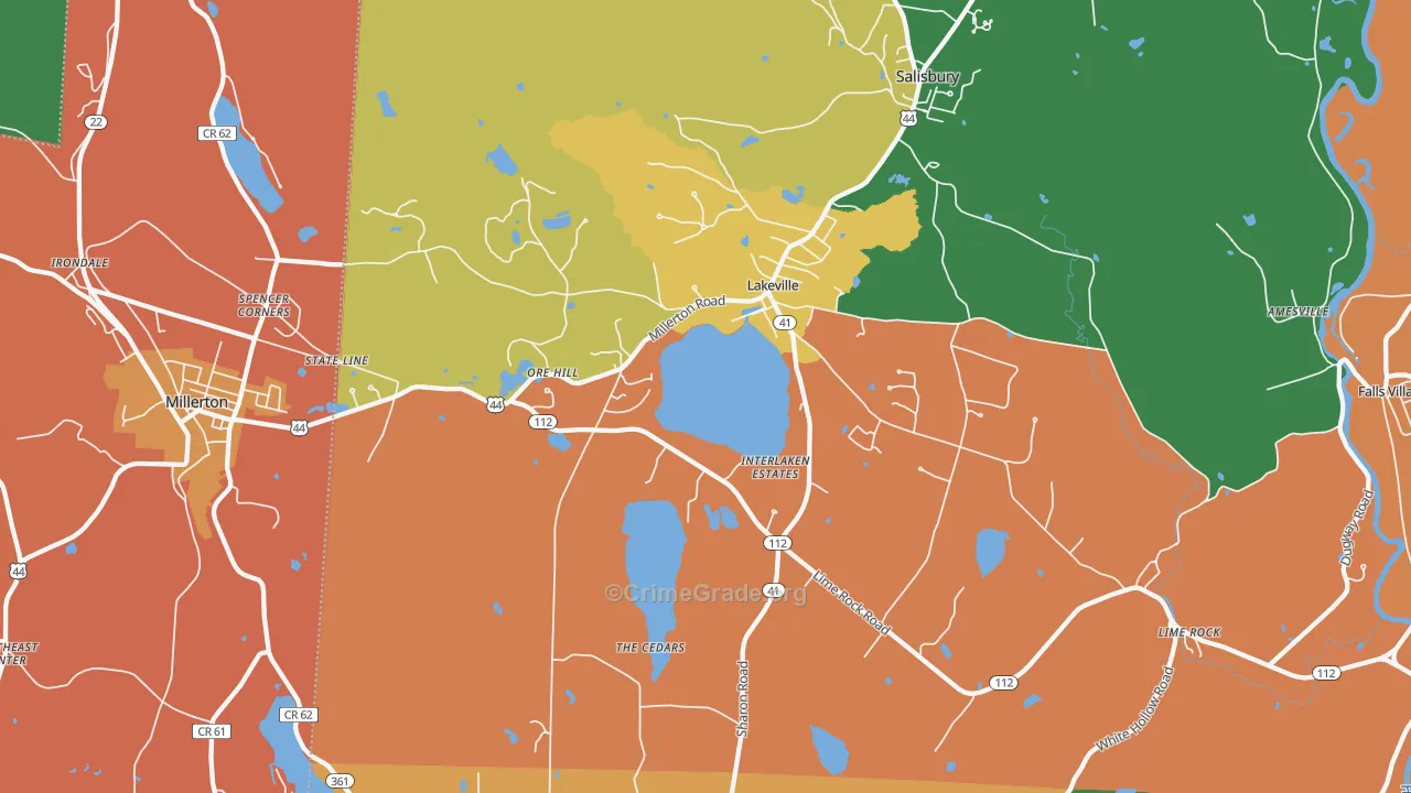Lakeville, CT Map of Theft Rates