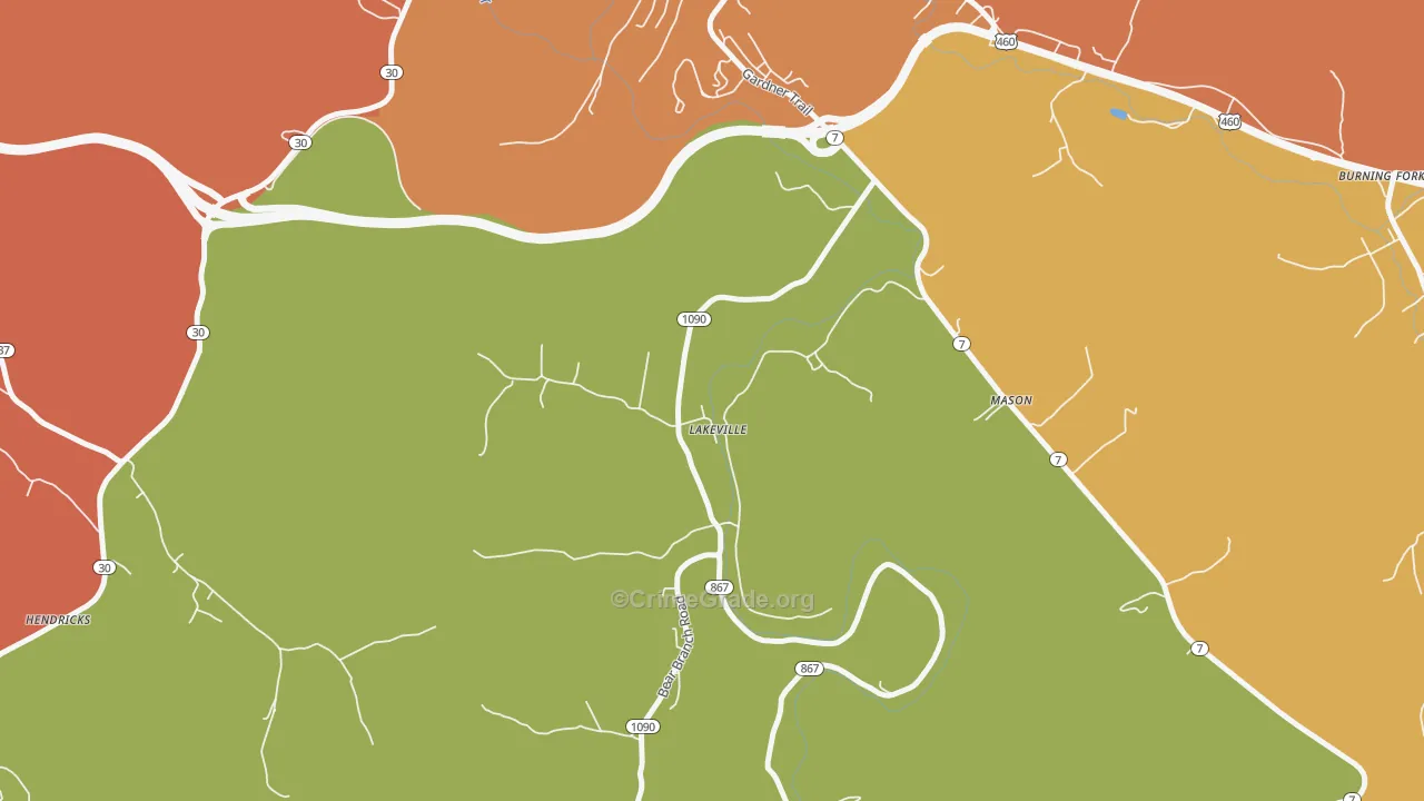 Lakeville, KY Map of Theft Rates