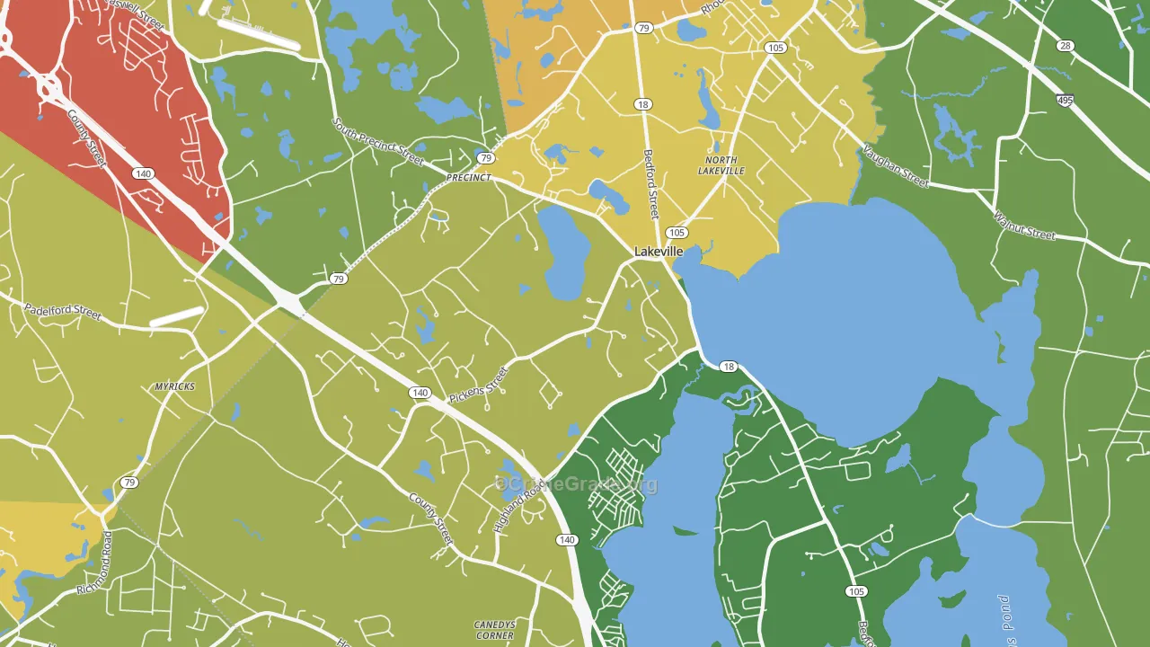 Lakeville, MA Map of Theft Rates