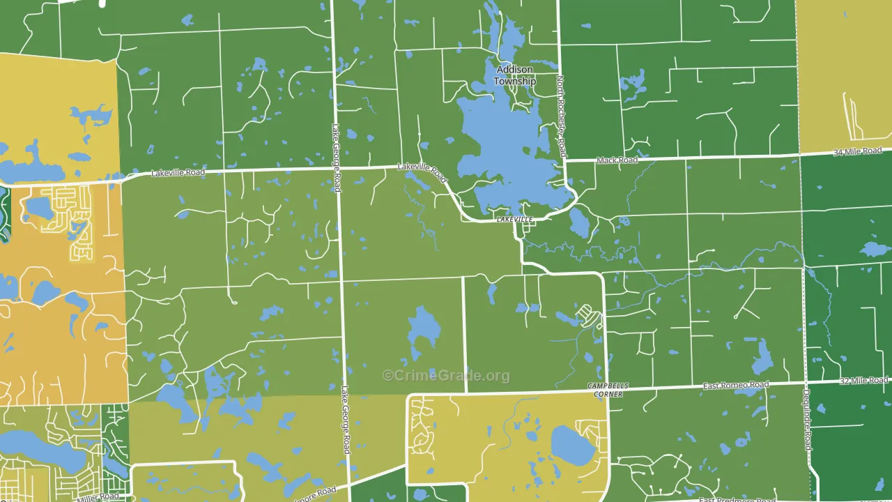 Lakeville, MI Map of Theft Rates