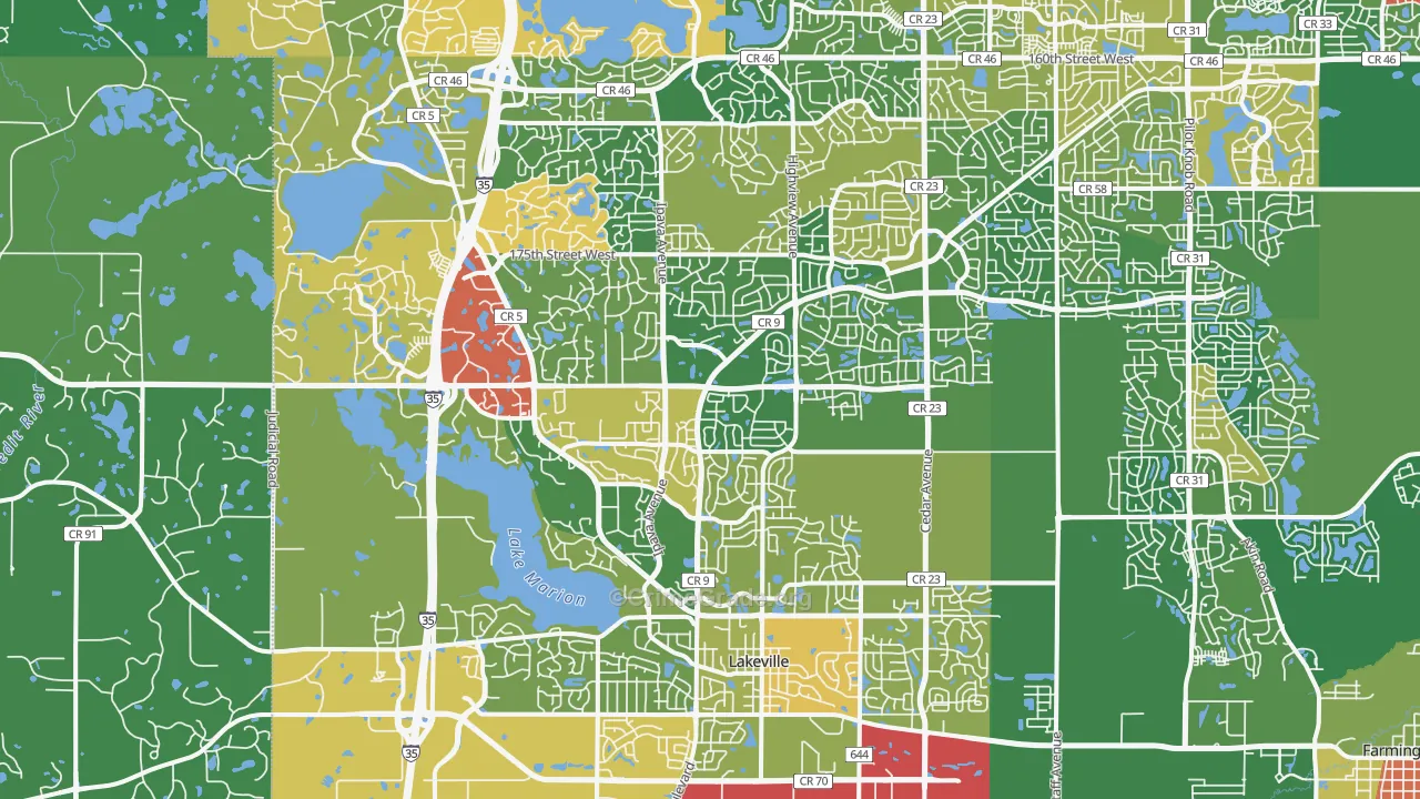 Lakeville, MN Map of Theft Rates
