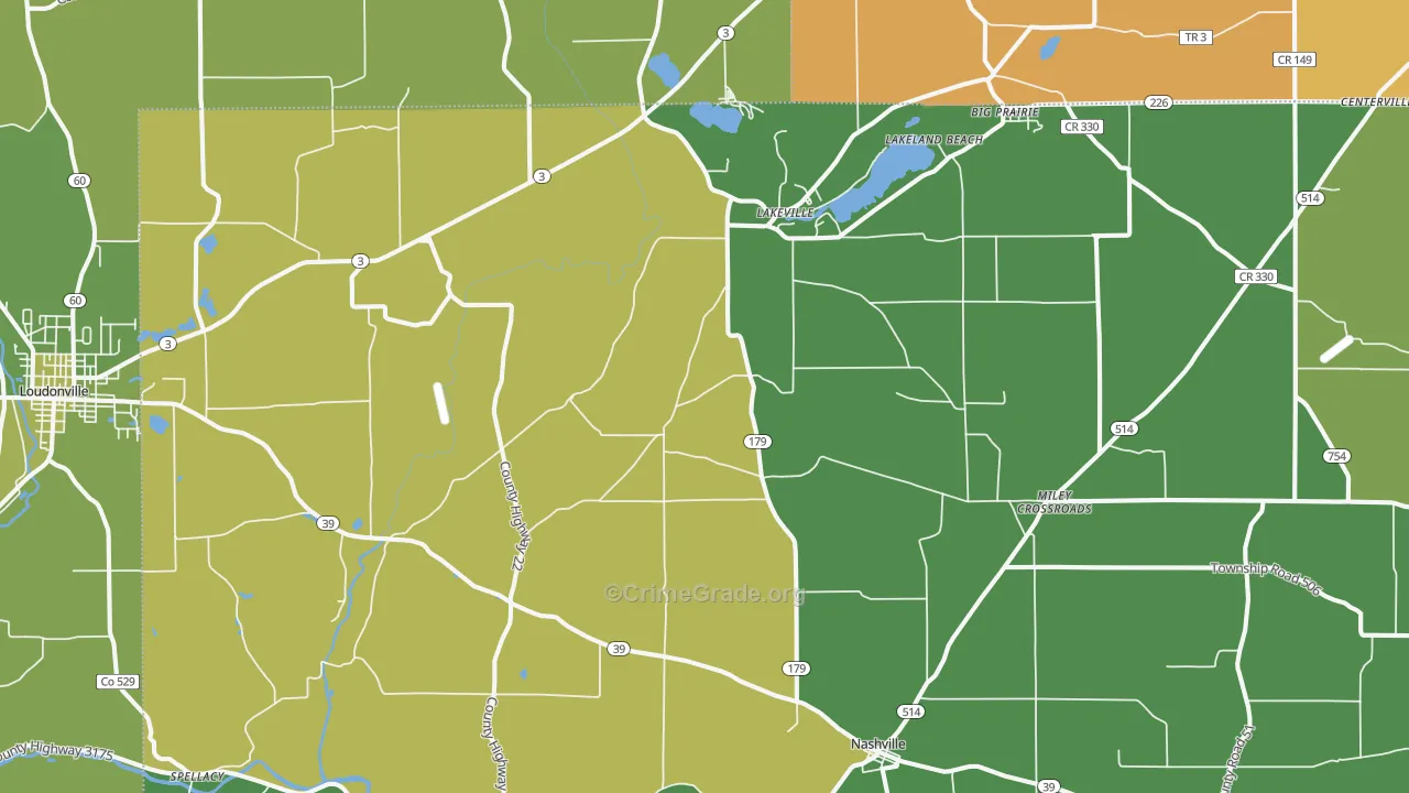 Lakeville, OH Map of Theft Rates