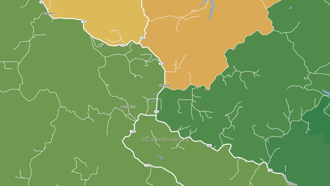 Lakeway, AR Map of Theft Rates