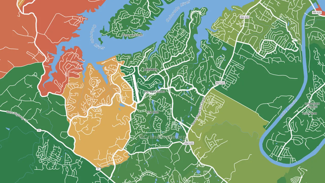 Lakeway, TX Map of Theft Rates