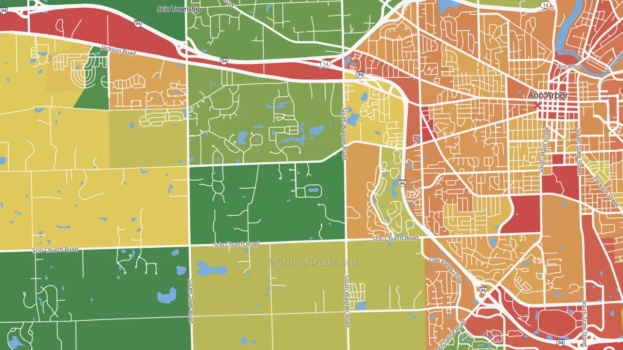 Lakewood, Ann Arbor, MI Map of Theft Rates