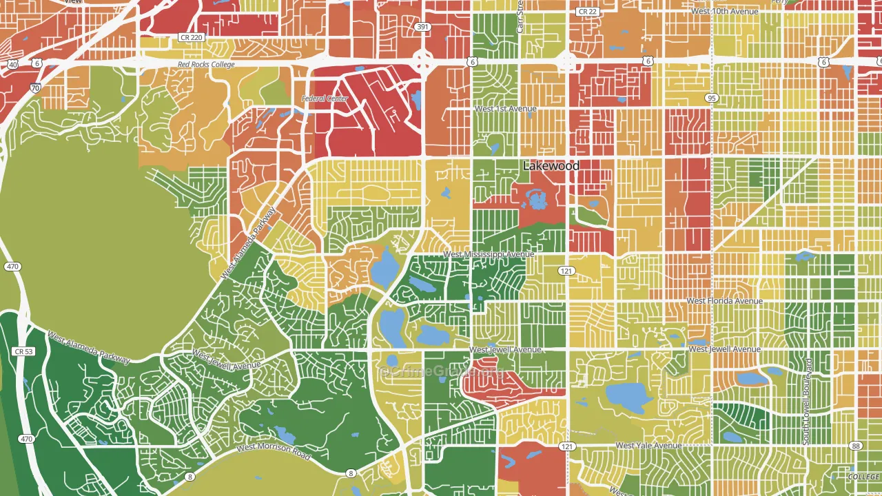 Lakewood, CO Map of Theft Rates