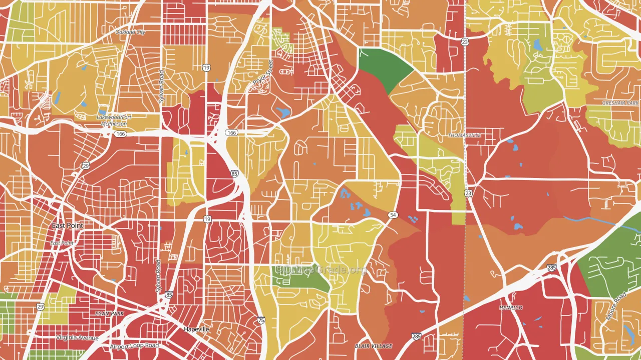 Lakewood Heights, Atlanta, GA Map of Theft Rates