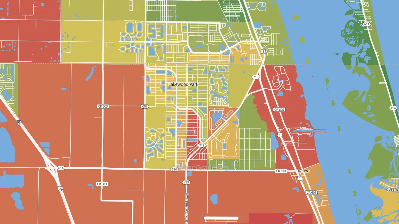 Lakewood Park, FL Map of Theft Rates
