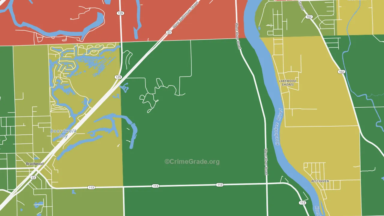 Lakewood Shores, IL Map of Theft Rates