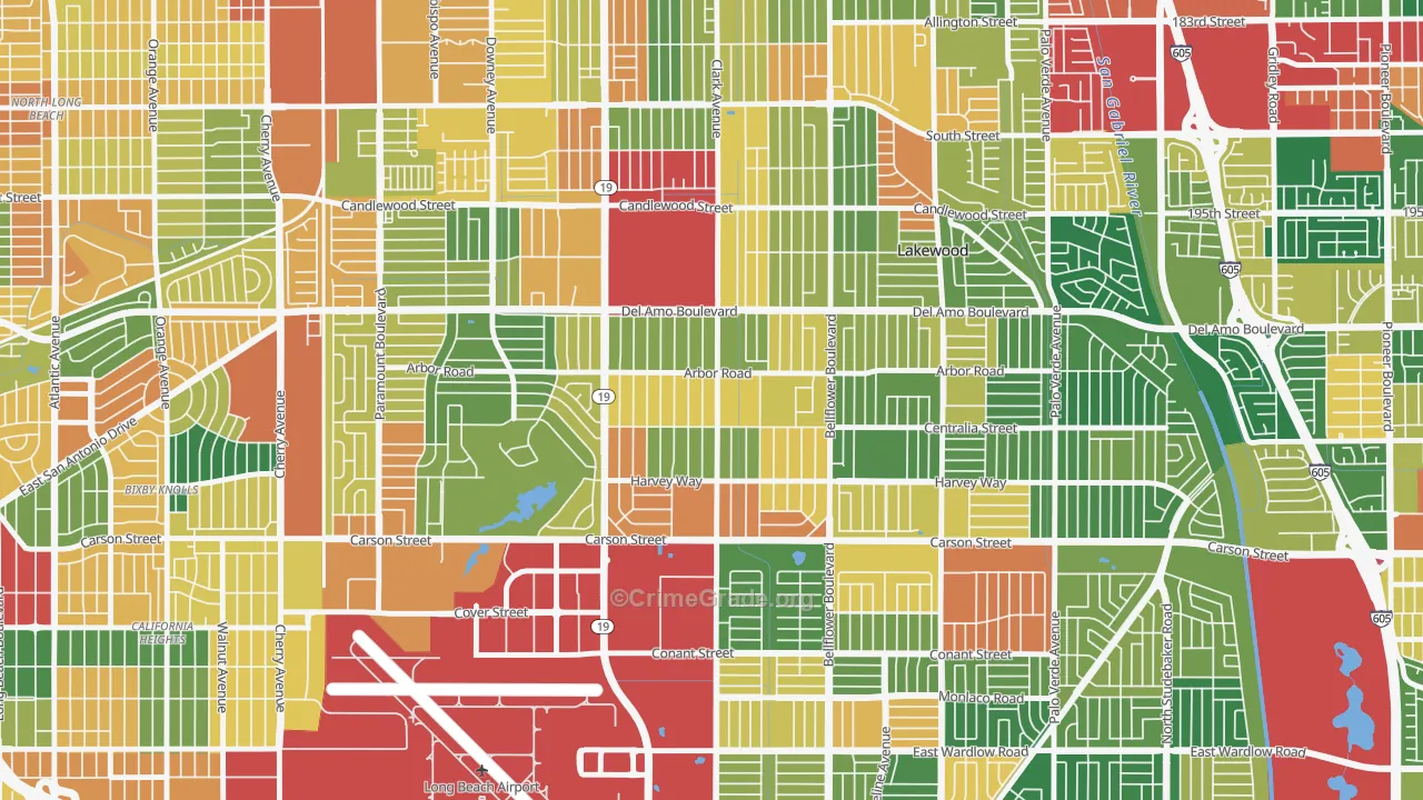 Lakewood Village, Long Beach, CA Map of Theft Rates