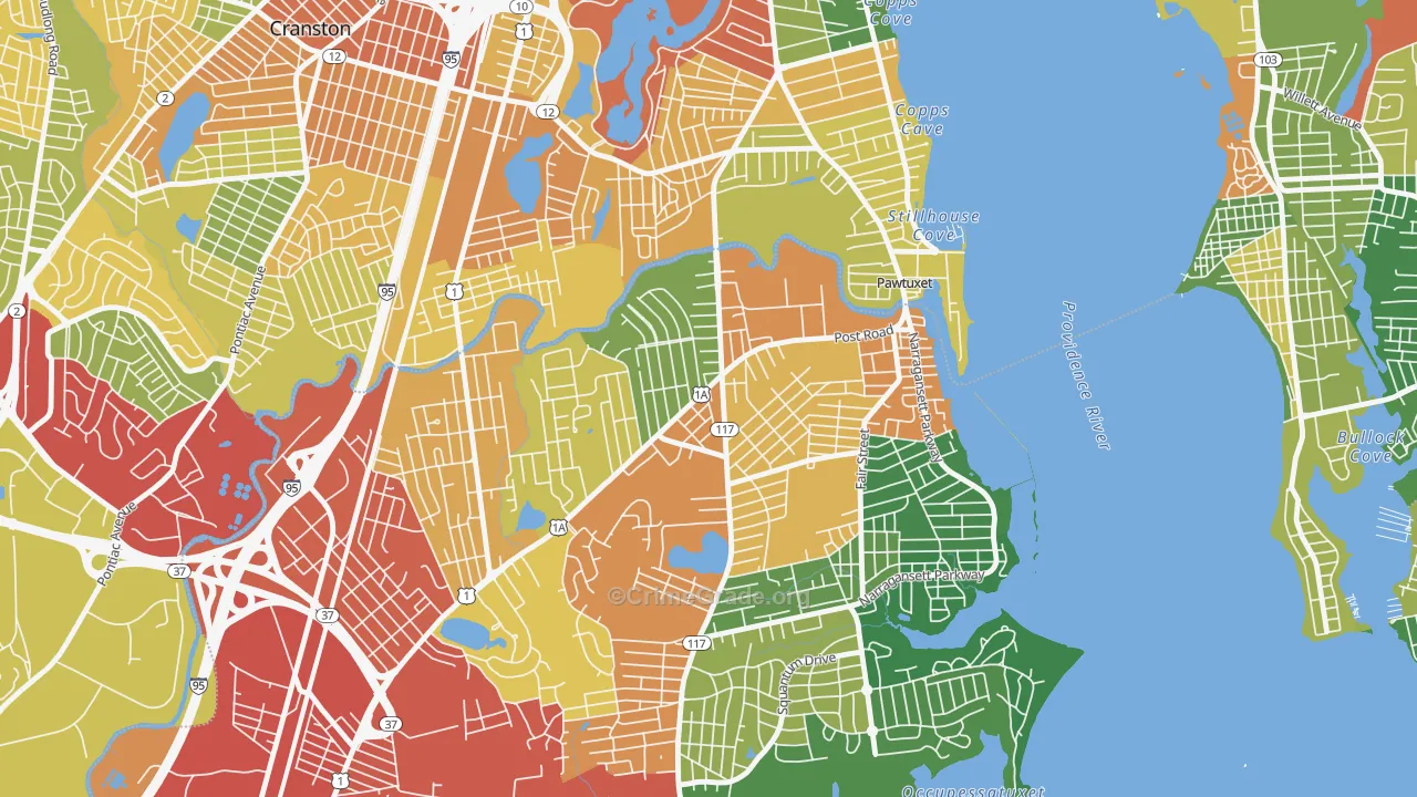 Lakewood, Warwick, RI Map of Theft Rates