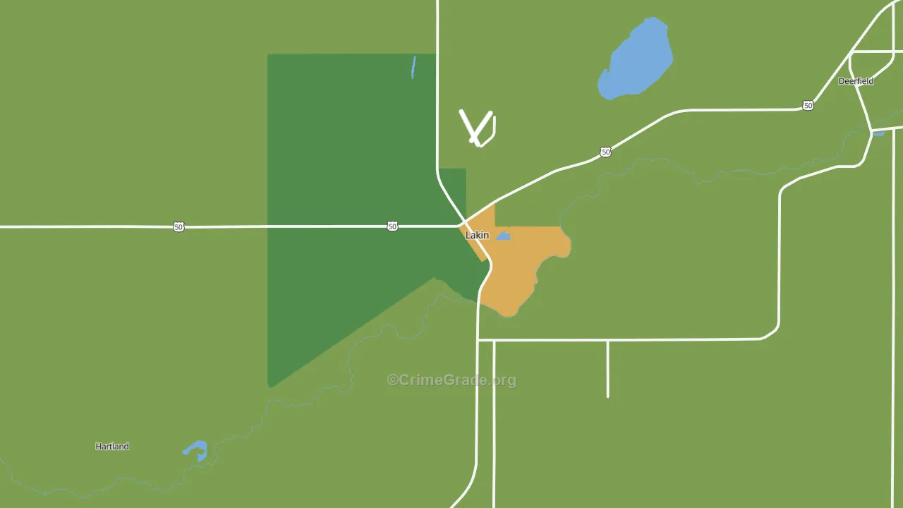 Lakin, KS Map of Theft Rates