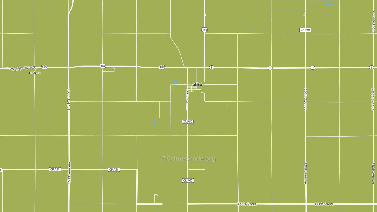 Lakota, IA Map of Theft Rates