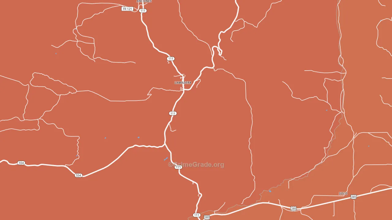 Lamadera, NM Map of Theft Rates