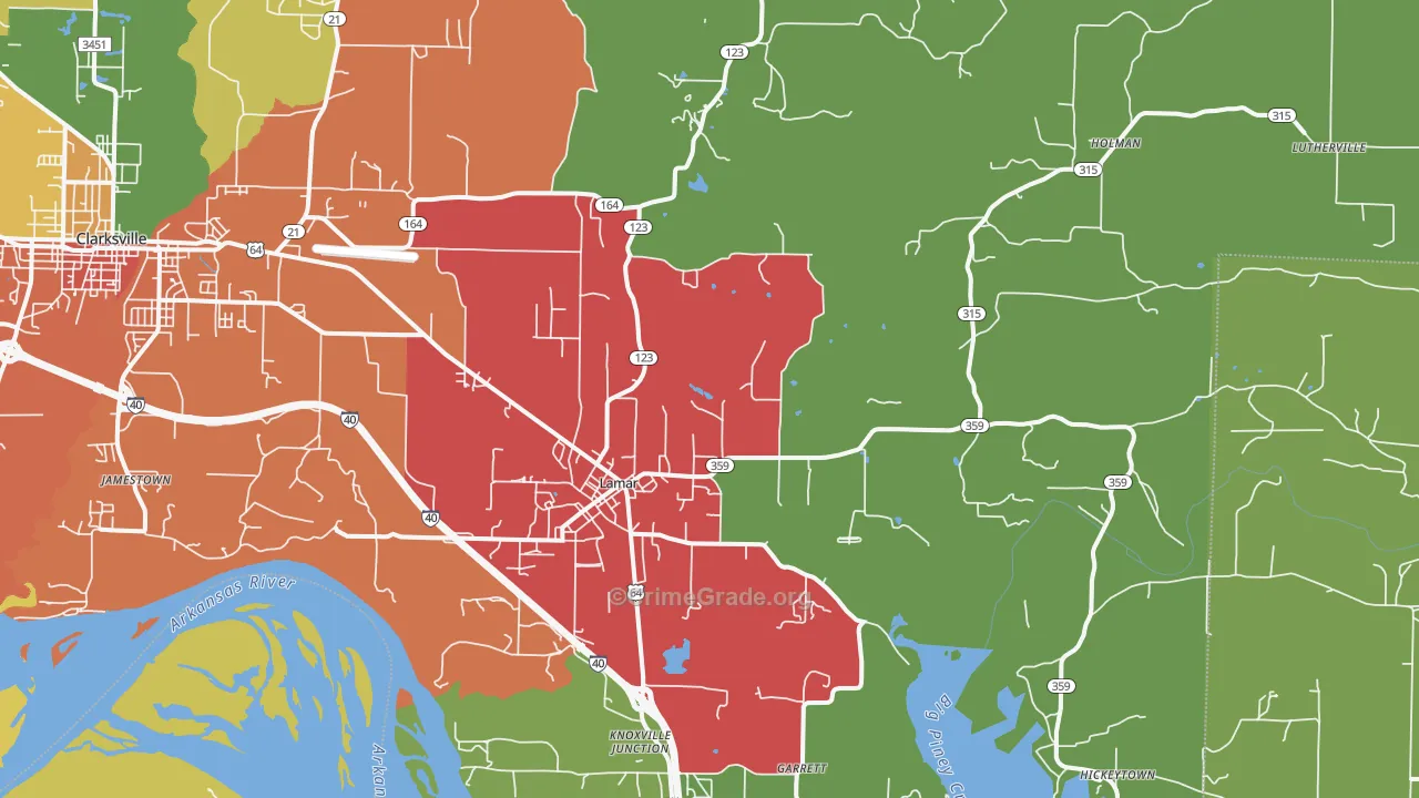 Lamar, AR Map of Theft Rates
