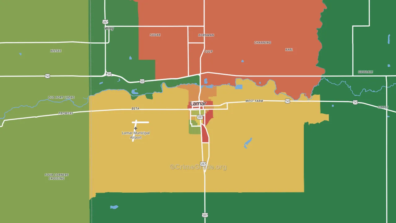Lamar, CO Map of Theft Rates