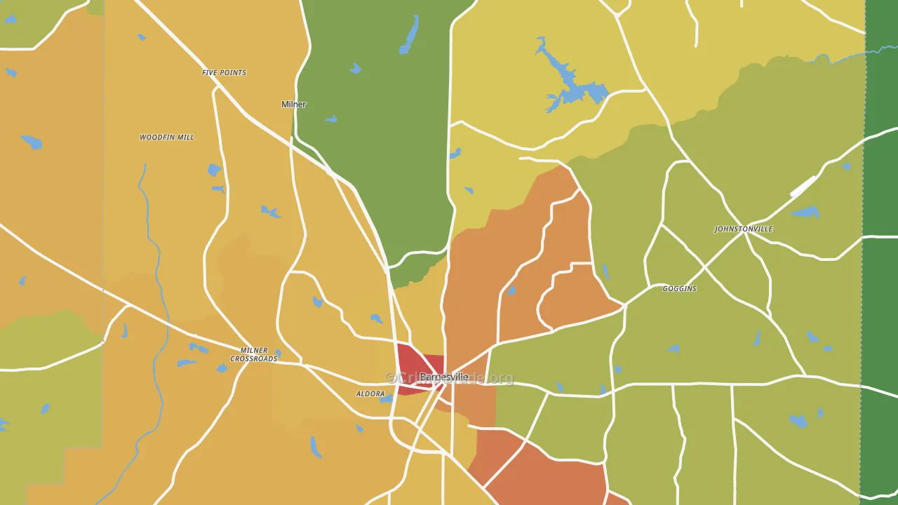 Lamar County, GA Map of Theft Rates