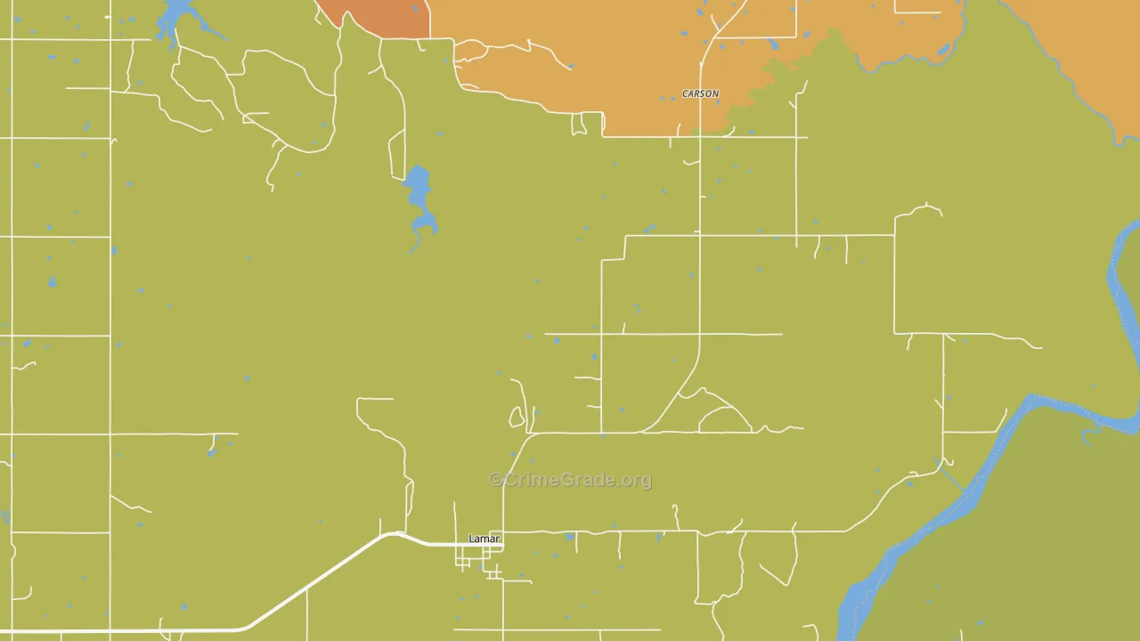 Lamar, OK Map of Theft Rates