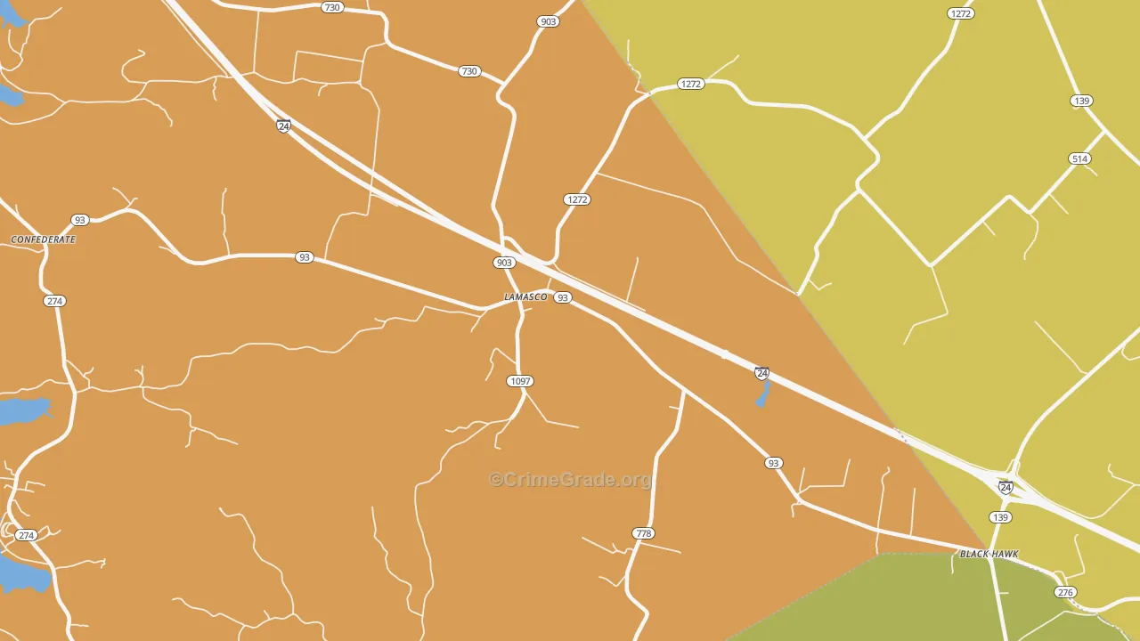 Lamasco, KY Map of Theft Rates