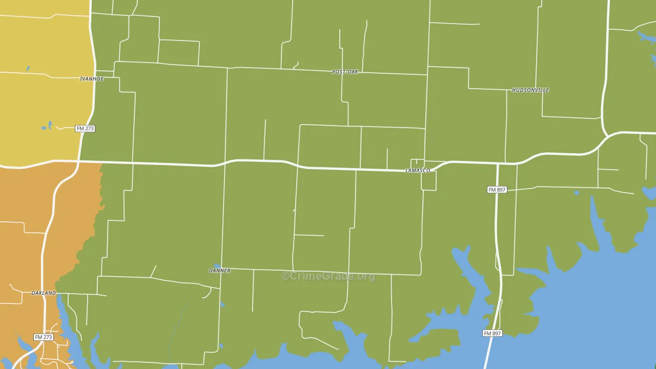 Lamasco, TX Map of Theft Rates