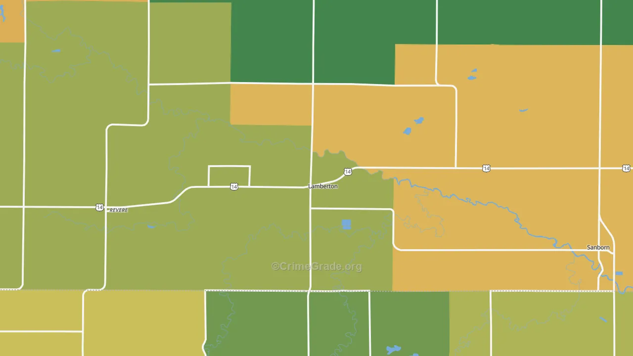 Lamberton, MN Map of Theft Rates
