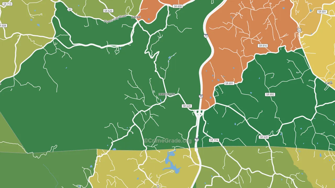 Lambsburg, VA Map of Theft Rates