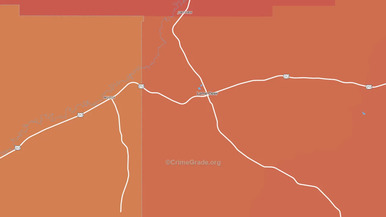 Lame Deer, MT Map of Theft Rates