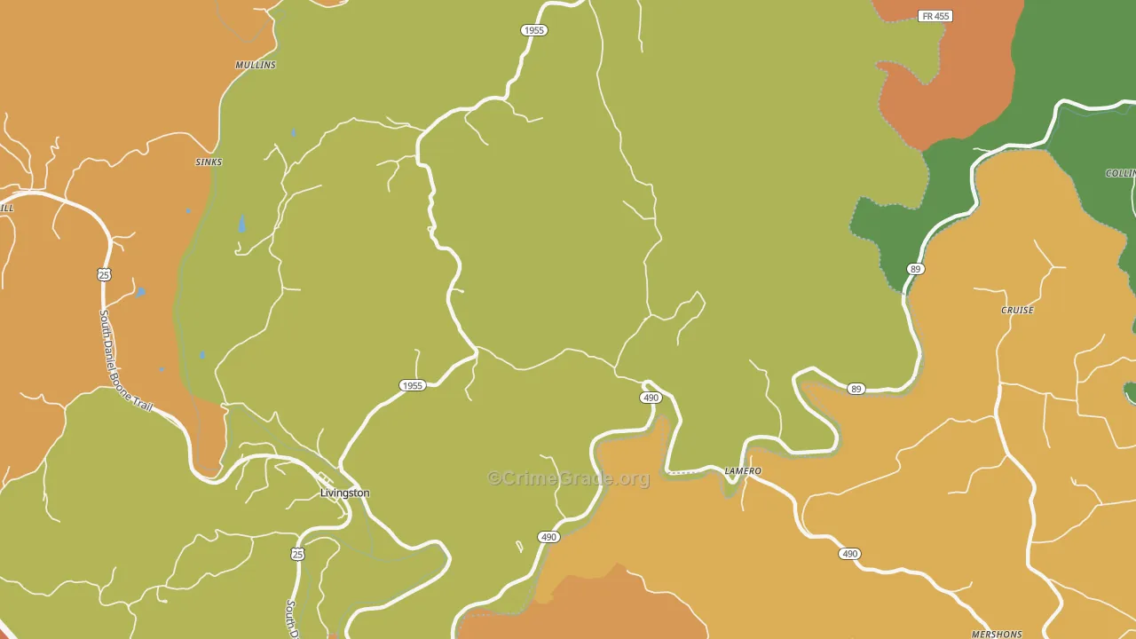 Lamero, KY Map of Theft Rates
