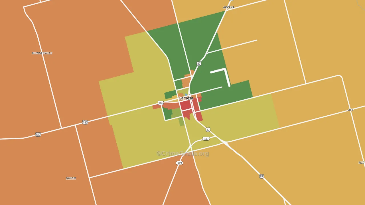 Lamesa, TX Map of Theft Rates