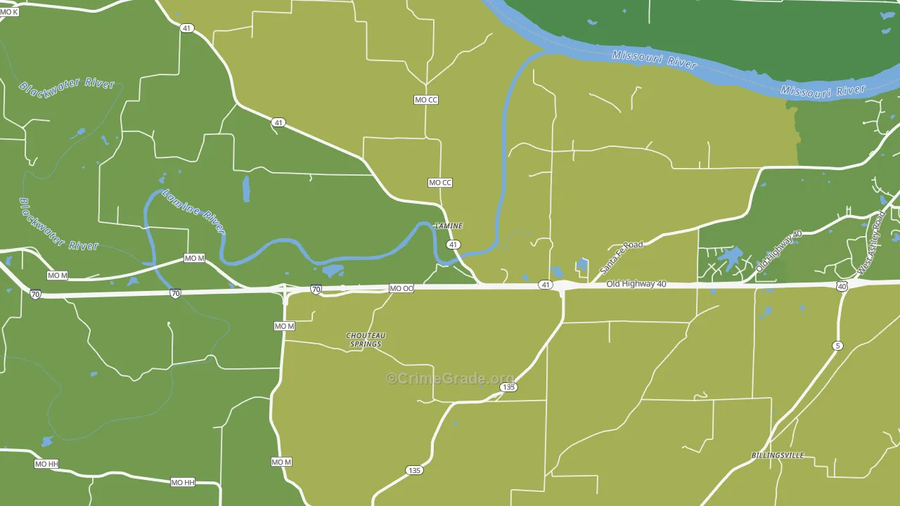 Lamine, MO Map of Theft Rates