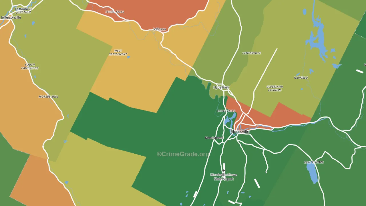 Lamoille County, VT Map of Theft Rates